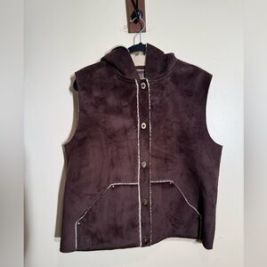 Lauren Ralph Lauren Brown Faux Suede Sherpa lined Vest Sz XL